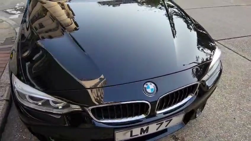 BMW 428i 硬頂開篷研磨打蠟後鏡面黑色引擎蓋