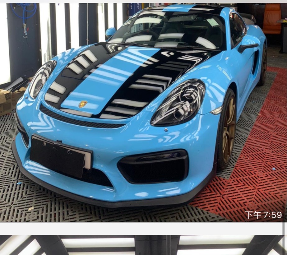 Porsche Cayman GT4 藍色 + 黑色拉花
